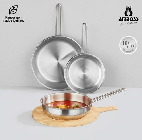 Vento Steel İndüksiyon Tabanlı 3 Parça Tava Seti 20-24-28 cm