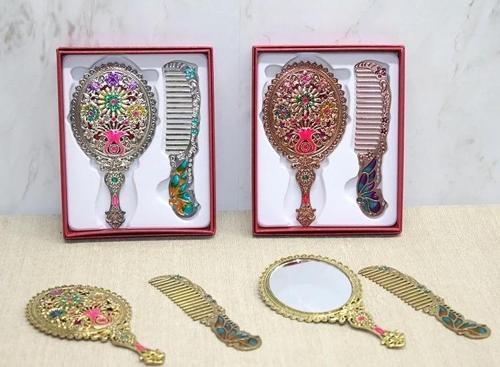 Çiçekli Ayna Ve Tarak Seti Küçük Boy Alk4991