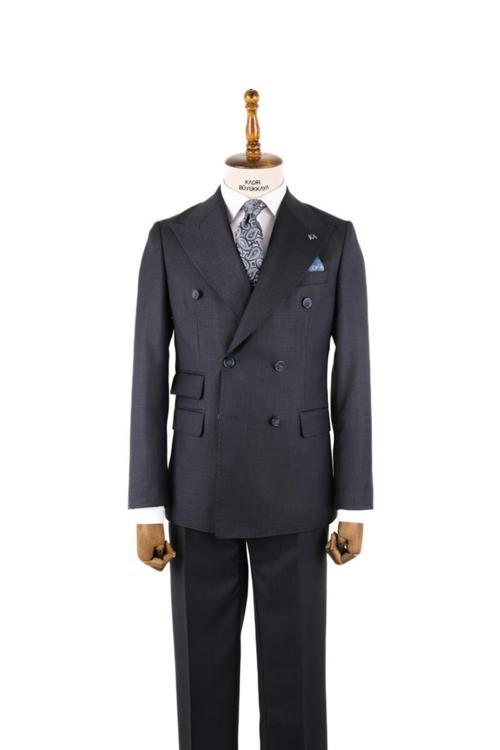 Kırlangıç Yaka Kruvaze Erkek Takım Elbise-KAV1216S