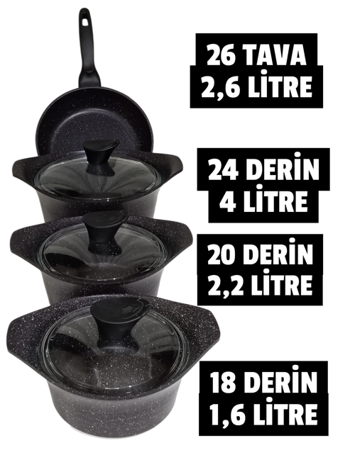 7 Parça Kendinden Kulplu İndüksiyon Tabanlı Döküm Set