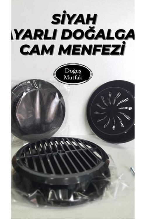 2 Adet Ayarlı Cam Menfezi Doğalgaz Menfez Kapağı Siyah