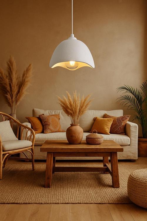 Şapka Form Beton Görünümlü Sarkıt Avize