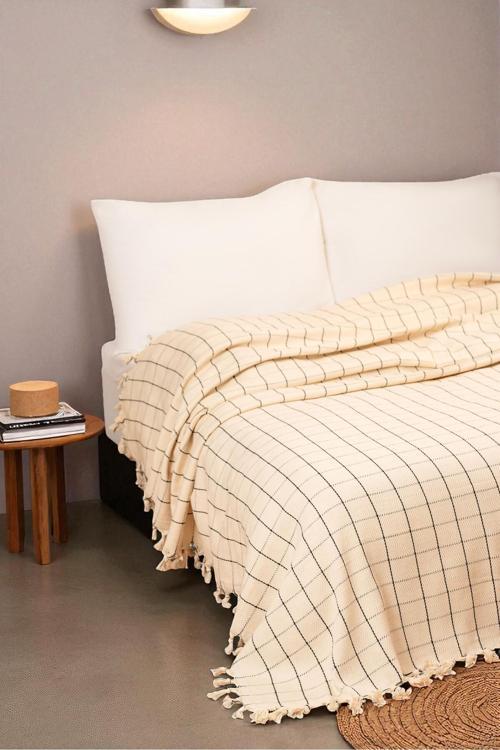 Doğal Pamuk Yumuşak Çift Kişilik Pike, Koltuk Örtüsü, Çok Amaçlı Örtü 200X320 Cm.