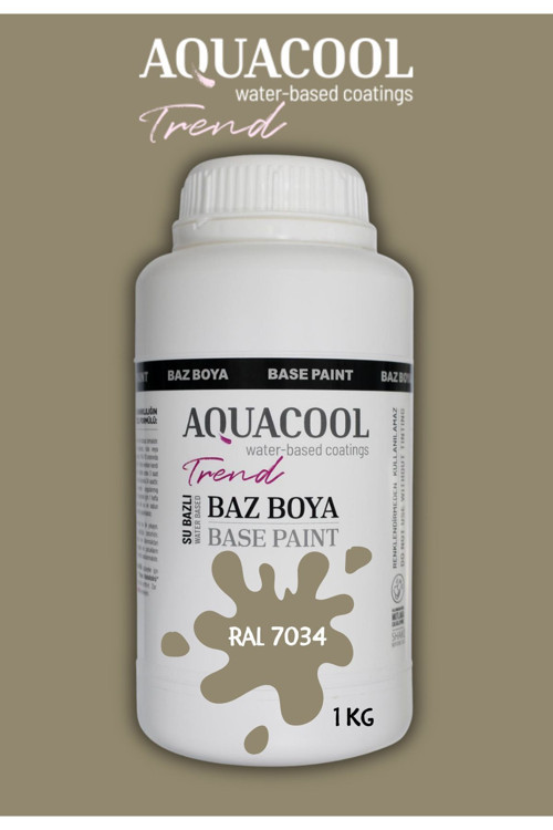 Akrilik Hobi Boya 1 Kg Su Bazlı Hibrit Dönüşüm Boyası Ral 7034 Sarı Gri