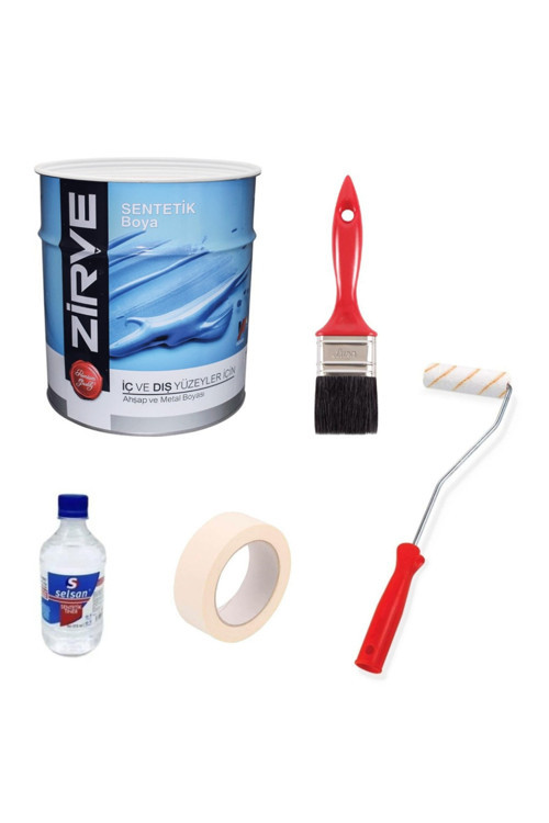 Sentetik Yağlı Boya Seti + Kağıt Bant + 10 Cm Rulo + Küçük Tiner + Fırça