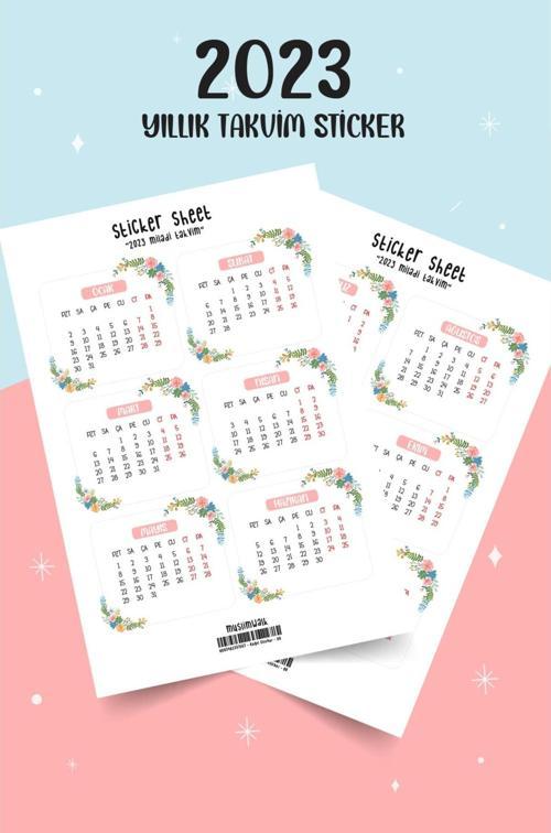 2023 Miladi Takvim Planlayıcı Sticker Etiket Seti #86