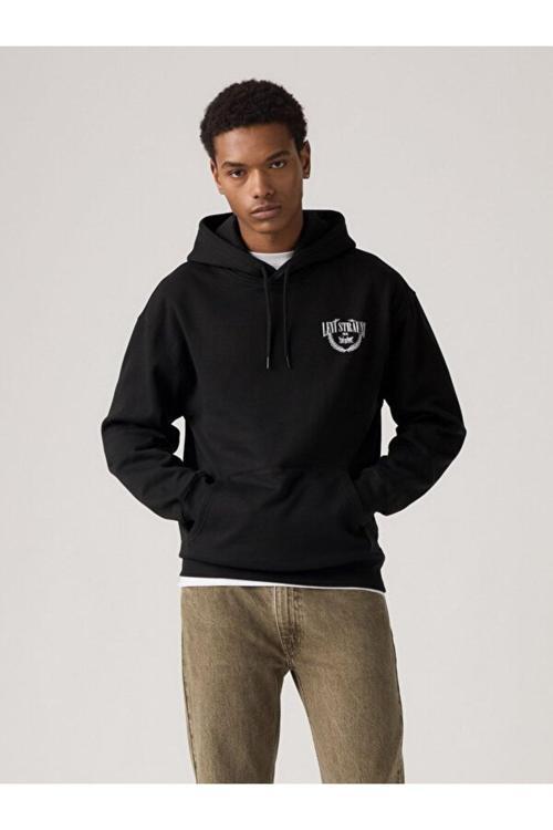 Erkek Relaxed Graphic Crewneck Kapüşonlu Sweatshirt - 3847904260