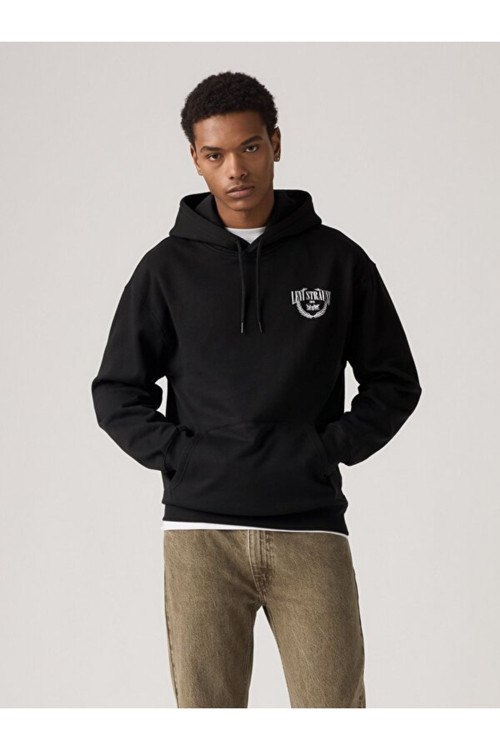Erkek Relaxed Graphic Crewneck Kapüşonlu Sweatshirt - 3847904260