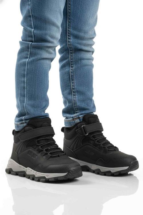 Siyah Gri Cırtlı Kaymaz Taban Erkek Çocuk Outdoor Bot Doruk F