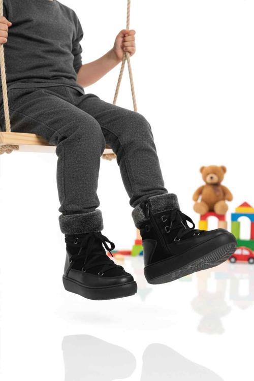 Siyah İçi Polarlı Kaymaz Kız Çocuk Bot Selis F