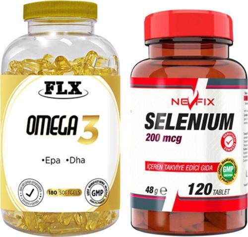 Omega 3 Balık Yağı 180 Softgel & Nevfix Selenyum 200 Mcg 120 Tablet