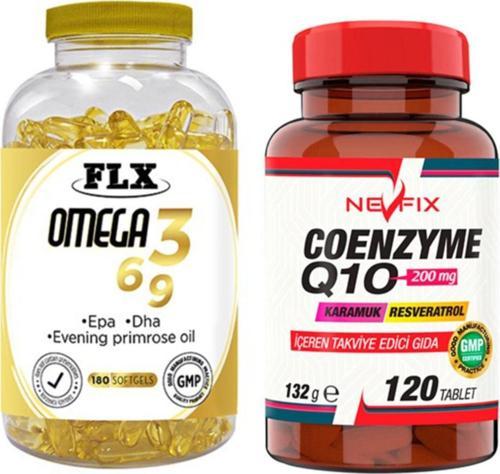 Omega 3-6-9 Balık Yağı 180 Softgel & Nevfix Coenzyme Q10 200 Mg Koenzim Karamuk 120 Tablet