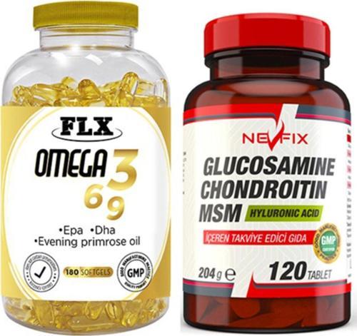 Omega 3-6-9 Balık Yağı 180 Softgel & Nevfix Glucosamine Chondroitin Msm 120 Tablet
