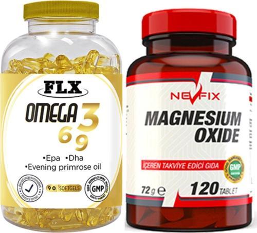 Omega 3-6-9 Balık Yağı 90 Softgel & Nevfix Magnesium Oxide 120 Tablet