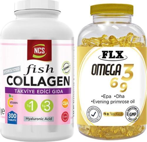 Balık Kollajen Type 1-3 300 Tablet & Flx Omega 3-6-9 90 Tablet