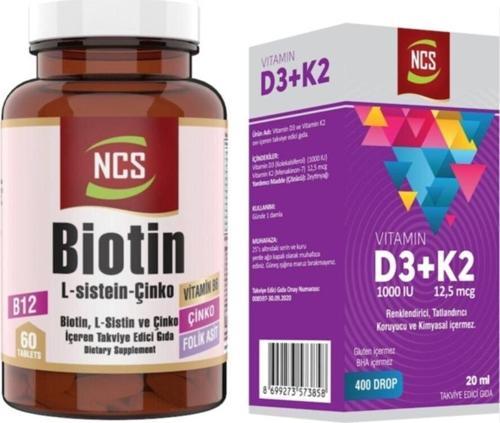 Biotin Çinko B12 2500 Mcg 60 Tablet+Vitamin D3 K2 20 Ml
