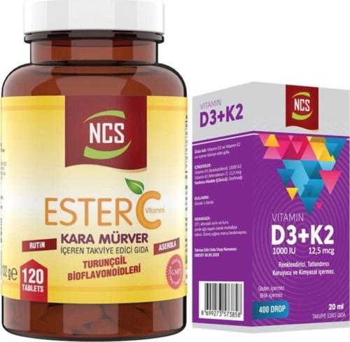 Ester C Vitamini Kara Mürver 120 Tablet+Vitamin D3 K2 20 Ml