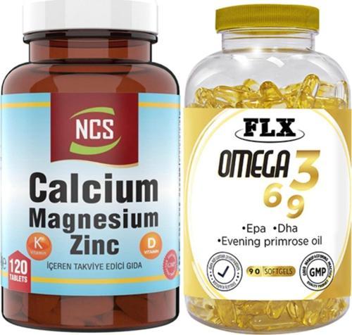 Kalsiyum Magnezyum Zinc D & K Vitamin 120 Tablet & Flx Omega 3-6-9 Balık Yağı 90 Tablet