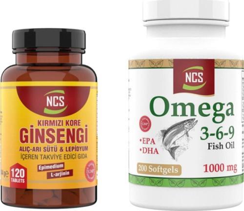 Kırmızı Ginsengi Alıç Arı Sütü Lepidyum 120 Tablet + Omega 3 6 9 200 Kapsül