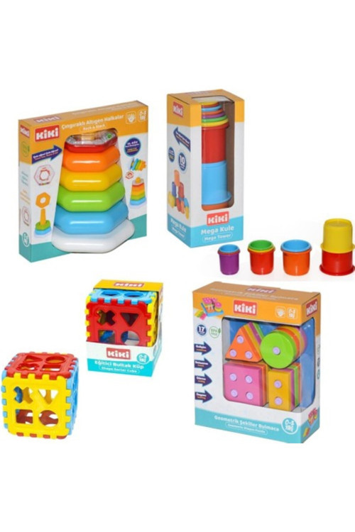 Bebeğimin Ilk Oyuncakları 4'Lü Set Eğitici Oyuncak Bultak Halka Puzzle Kule Oyunu