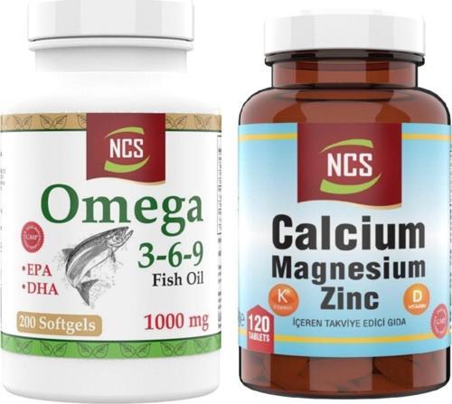 Omega 3 6 9 1000 Mg 200 Kapsül Kalsiyum Magnezyum Çinko 120 Tabl