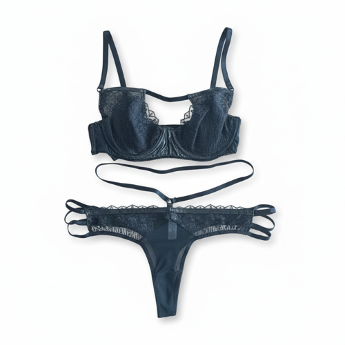 Kadın Dantelli Deri String 2 li Set BB2086