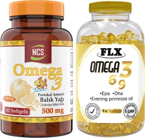 Omega 3 Balık Yağı 500 Mg 102 Softgel Portakal Aromalı & Flx Omega 3-6-9 90 Tablet