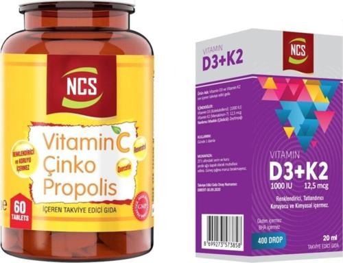 Vitamin C Çinko Propolis 60 Tablet Vitamin D3 K2 Damla 20 Ml