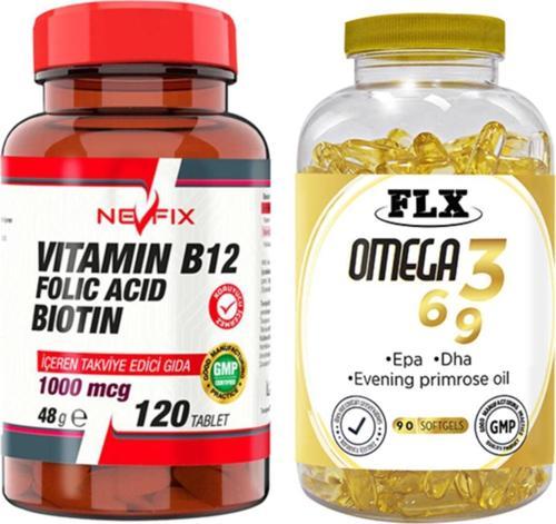 Vitamin B12 Folic Acid 120 Tablet & Flx Omega 3-6-9 90 Tablet