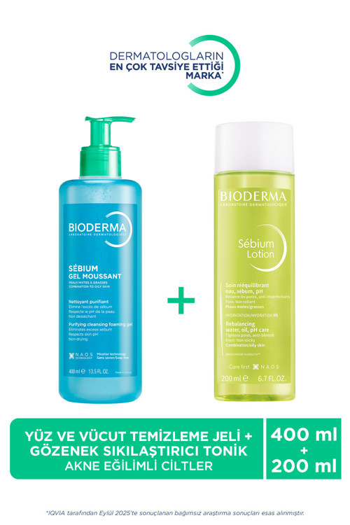 Sebium Foaming Gel Eğilimli Ciltler Temizleme Jeli 400ml & Gözenek Sıkılaştırıcı Tonik