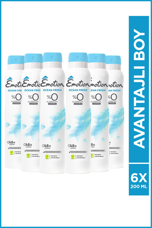 Ocean Fresh Kadın Vegan Deodorant 6x200 Ml Hızlı Kurur, Leke Bırakmaz