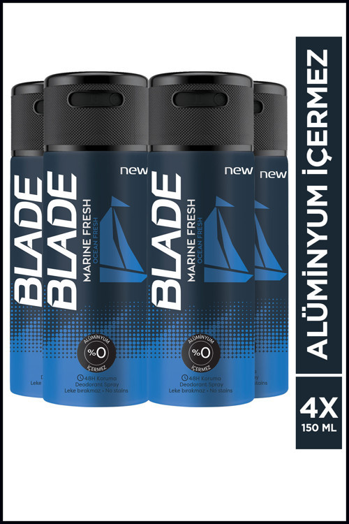 Marine Fresh Erkek Deodorant 4x150 Ml Hızlı Kurur, Leke Bırakmaz