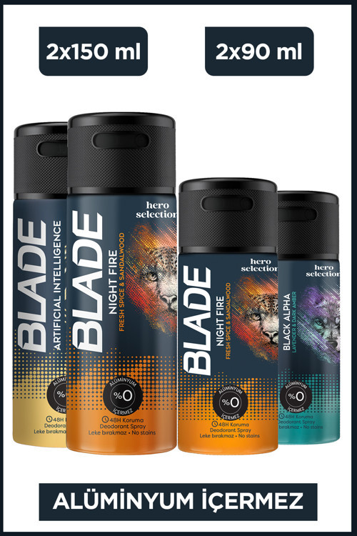 Erkek Deodorant Seti - Night Fire,A.I 1.0 2x150 Ml - Night Fire,Black Alpha 2x90 Ml