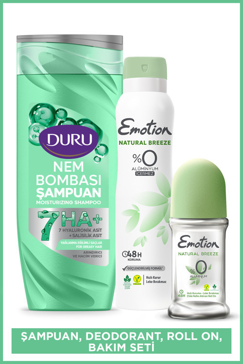Nem Bombası Arındırıcı ve Hacim Verici Şampuan 400 Ml & Emotion Kadın Deodorant ve Roll On