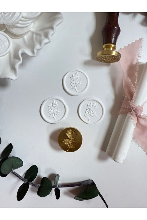 20076530 Layla Events Hazır Mühür Mum Mührü 25 Adet Mühür Beyaz-Tek Dal