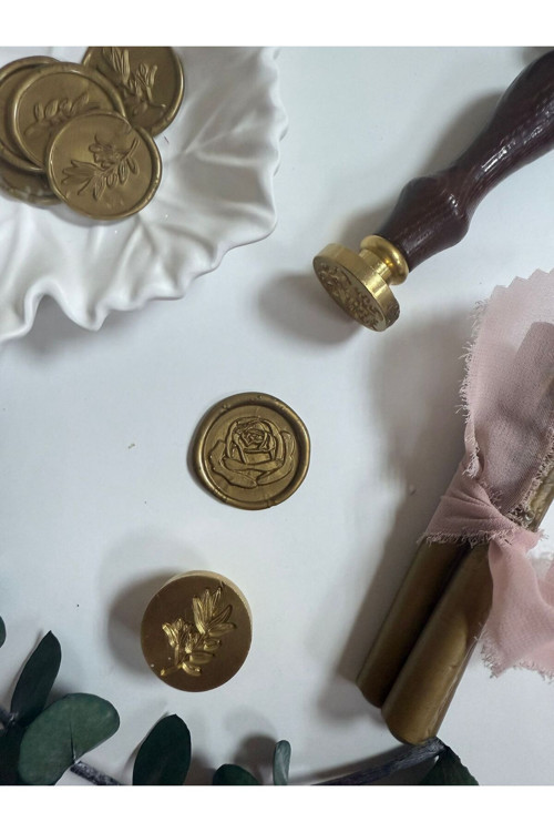 20076530 Layla Events Hazır Mühür Mum Mührü 25 Adet Mühür Gold-Gül