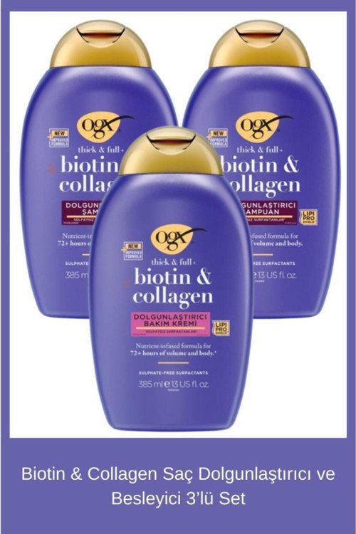 Biotin & Collagen Saç Dolgunlaştırıcı ve Besleyici 3’lü Set