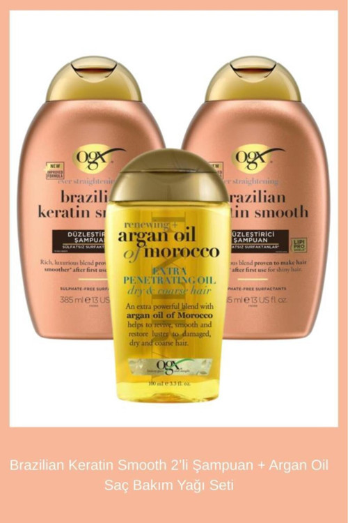 Brazilian Keratin Smooth 2’li Şampuan + Argan Oil Saç Bakım Yağı Seti