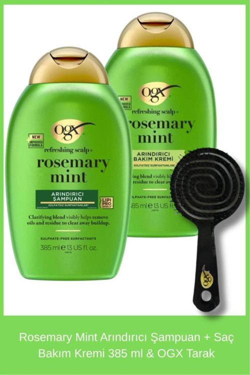 Rosemary Mint Arındırıcı Şampuan + Saç Bakım Kremi 385 ml & Tarak