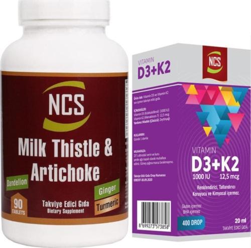 Milk Thistle Artichoke Zerdeçal 90 Tablet+Vitamin D3 K2 20 Ml
