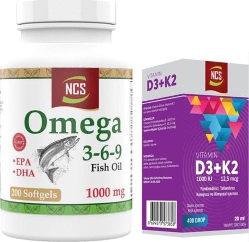 Omega 3-6-9 Fish Oil 1000Mg 200 Softgels+Vitamin D3 K2 20 Ml
