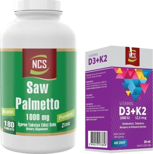 Saw Palmetto Biotin Zinc 180 Tablet Vitamin D3 K2 Damla