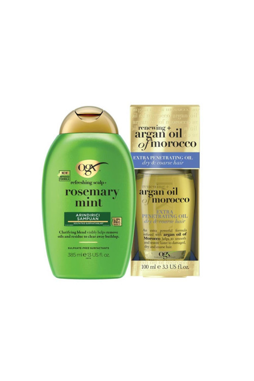 Rosemary Mint (BİBERİYE & NANE IÇEREN) Arındırıcı Şampuan 385 ml + Argan Yağ 100 ml