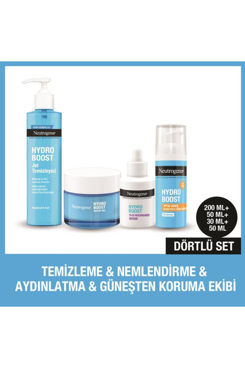 Hydro Boost SPF 50 Nemlendirici + Niasinamid Serum + Water Jel Temizleyici + Nemlendirici
