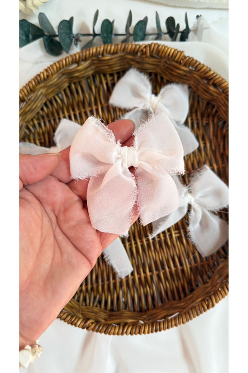 20076530 Layla Events Şifon Kumaş Kurdele Yırtılmış Hazır Fiyonk-50 Adet-Beyaz