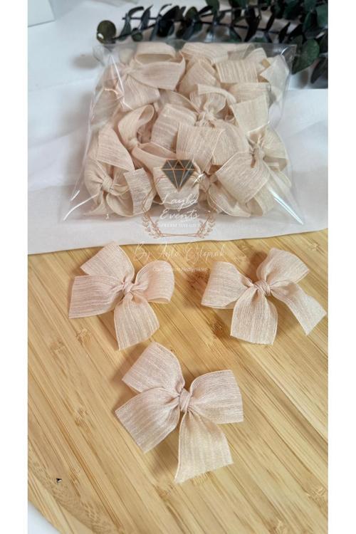 20076530 Layla Events Keten Kurdele Hazır Fiyonk -20 Adet- Kum Beji