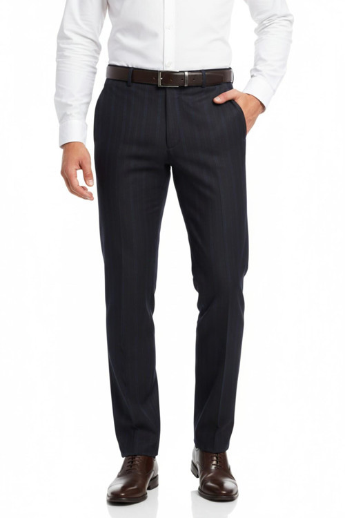 Erkek Regular Fit Çizgili Kumaş Pantolon Likra Kumaş BGL-ST05037