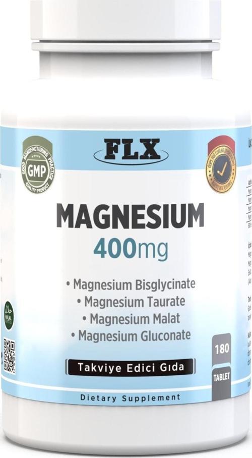 180 Tablet Magnezyum Elementleri Complex 400 Mg Bisglisinat Malat Taurat Glukonat
