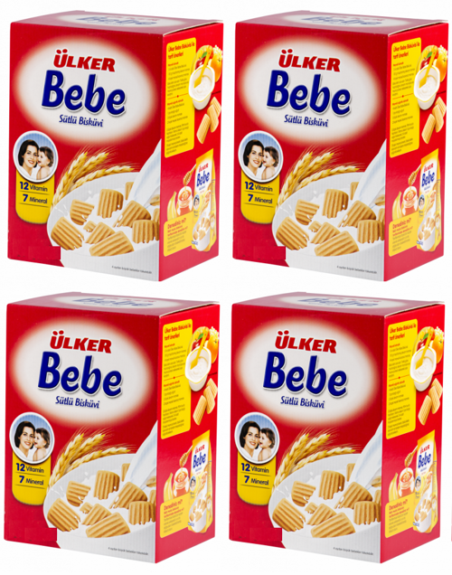 Bebe Bisküvisi 800Gr 12 Vitaminli Kutu 4 Lü Set