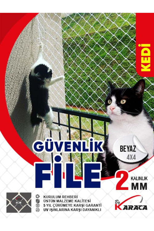 Kedi Balkon Güvenlik Filesi 2x12 Mt 2 mm İp Kalınlığı